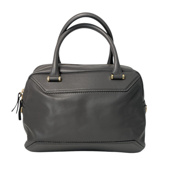 Iacucci Gray Leather Top Handle Satchel Handbag Purse Bag Made In Italy - Picture 1 of 14
